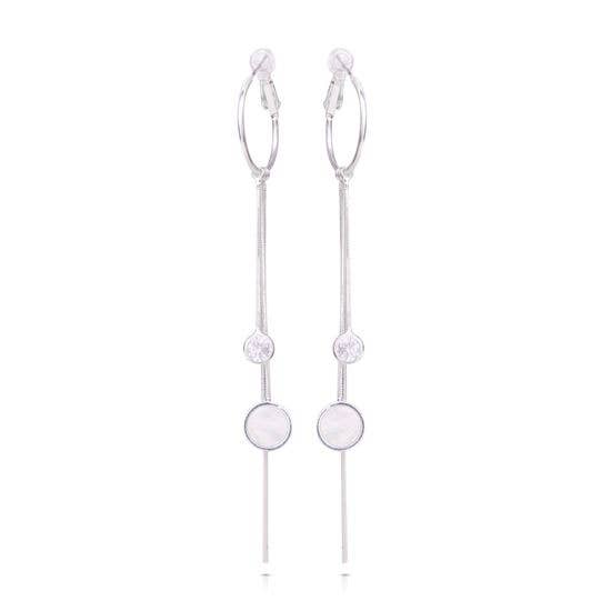 Mother of Pearl Long Earrings - Silver