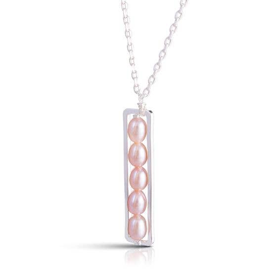 5-Pearl Stack Necklace - Silver