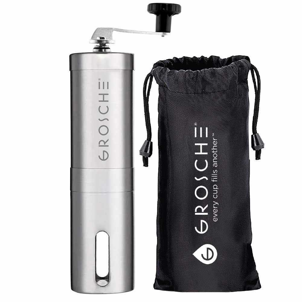 GROSCHE BREMEN MINI Travel Manual Coffee Grinder with Pouch