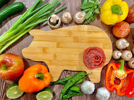 (Set of 10) Pig Shaped Bulk Plain Bamboo Cutting Boards