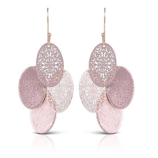Layered Mix Leather Earrings - Rose Gold - AMANDA BLU