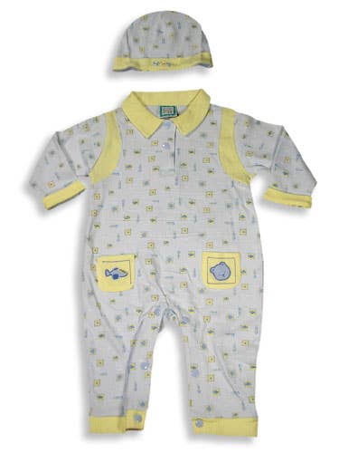 Beyond Basics Kids Baby Boy Coverall and Matching Cap 42124: 18Months