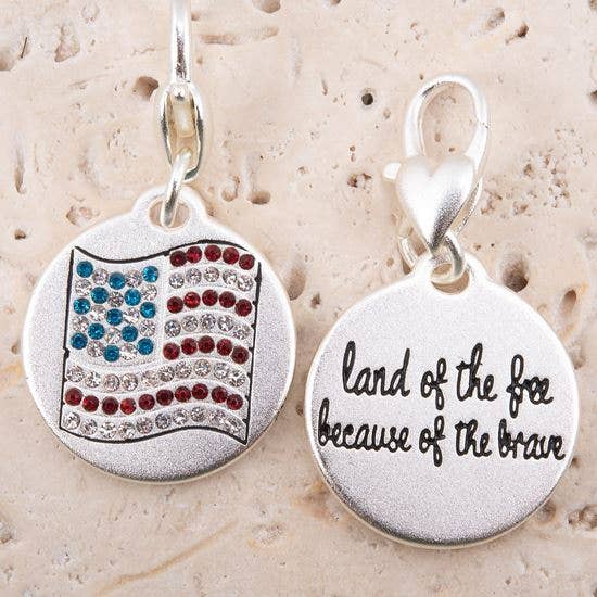 Crystal Flag “patriotism”- Silver 1-tone Medallion