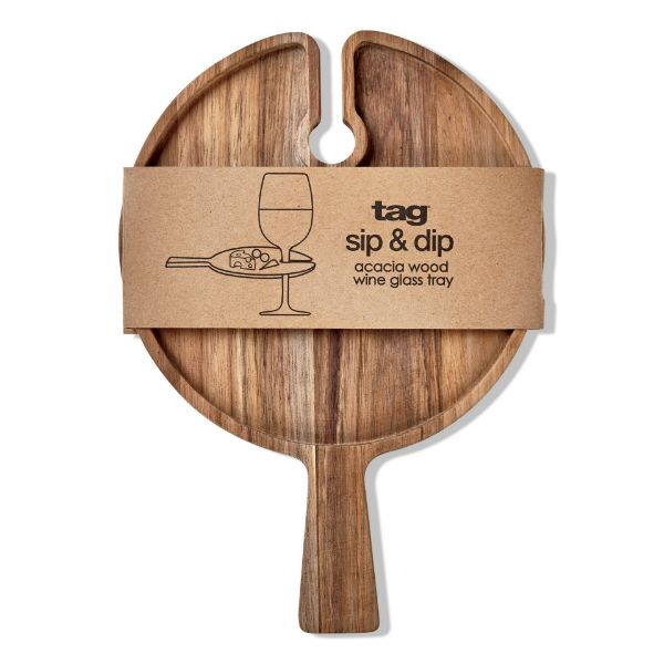 ACACIA WOOD WINE GLASS TRAY