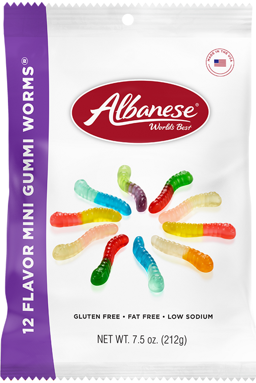 CANDY MINI GUMMI WORMS, ASSORTED FLAVORS