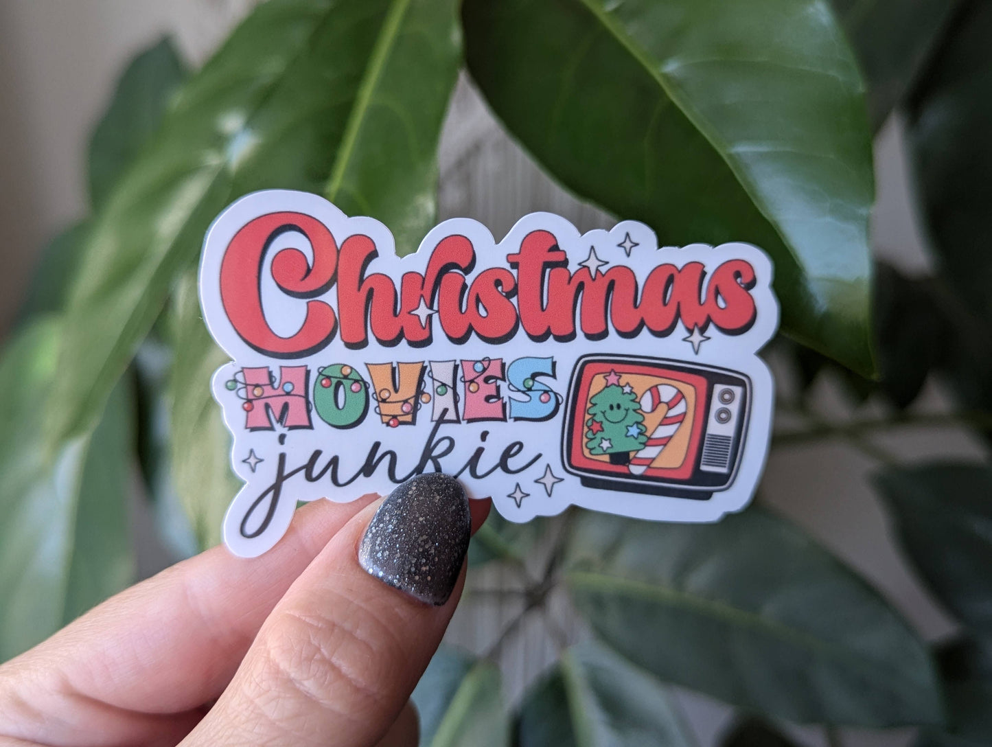 Christmas movies junkie vinyl sticker, 80s 90s nostalgia: Loose