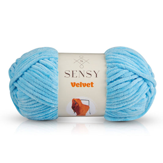 Sensy Velvet Yarn, Blanket Yarn, 3.5 oz, 132 Yards, Gauge 5 Bulky: Baby Blue / 1 Skein