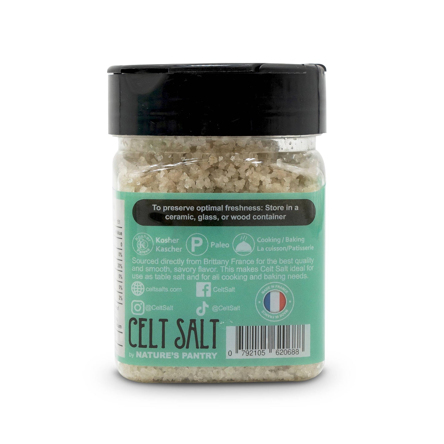 CSHKR Celtic Sea Salt, 8 oz Shaker of Coarse Light Grey Celt Salt