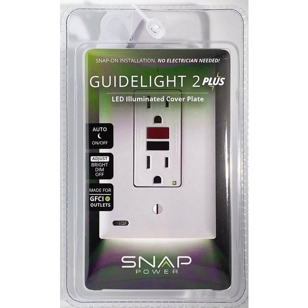 Snap Power Wall Plate Guidelight GFCI White
