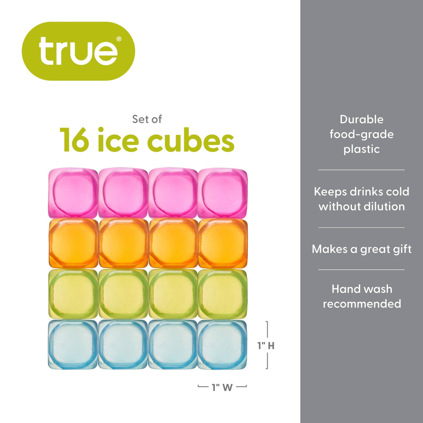 Chill™ Reusable Plastic Ice Cubes - Asst Colors - Pack of 16