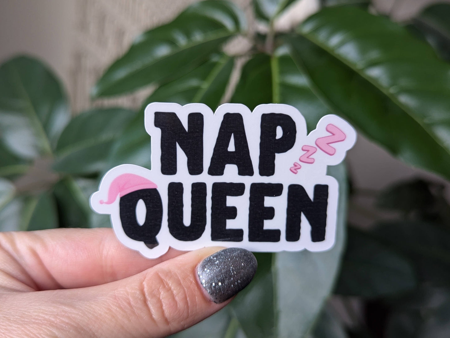 Nap queen sticker, cute girly laptop sticker aesthetic: Loose