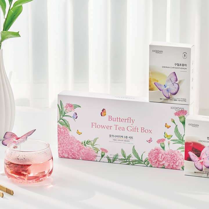 Butterfly Flower Tea Bag 3 Kinds Gift Set - Pink