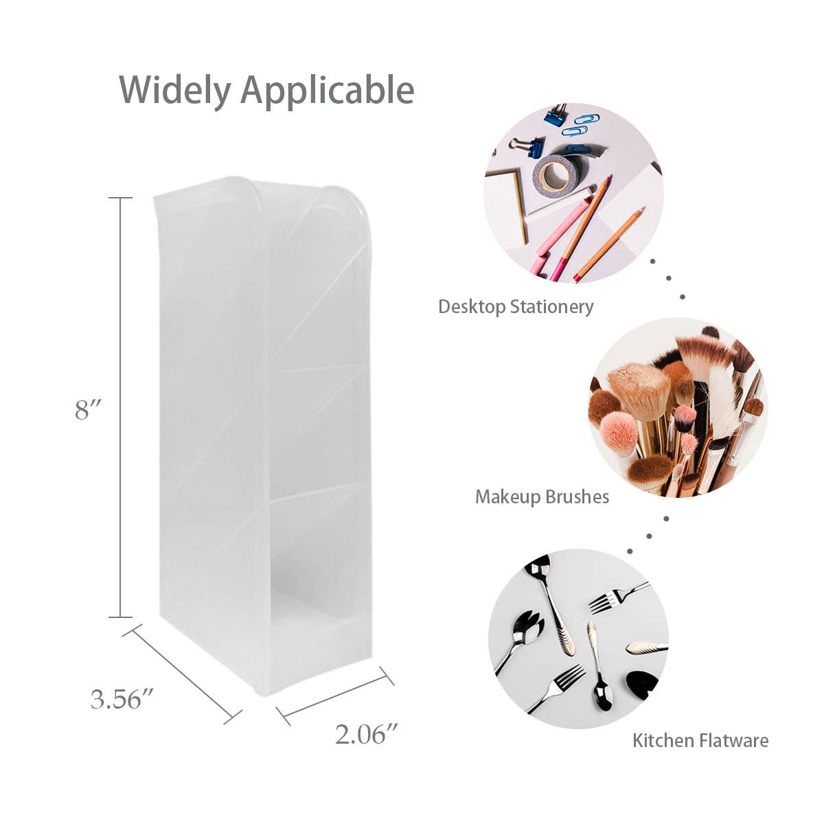Wrapables Pen Organizer with 4 Compartments Desktop Storage: Large (2pcs) / Clear
