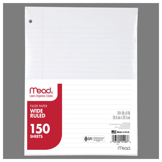 150 Sheets Wide Rules Filler Paper