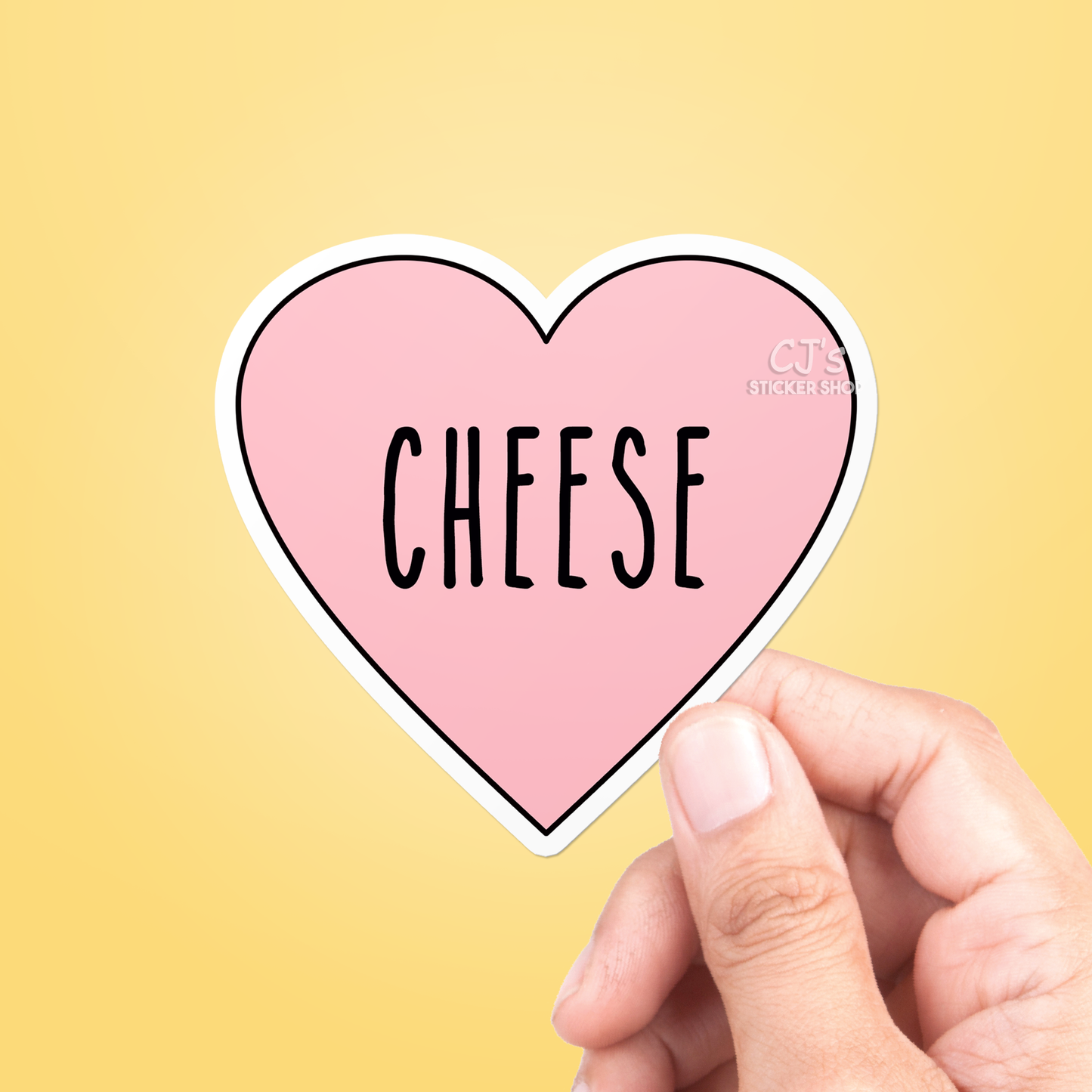 I Love Cheese Heart Sticker Vinyl Decal: 3"