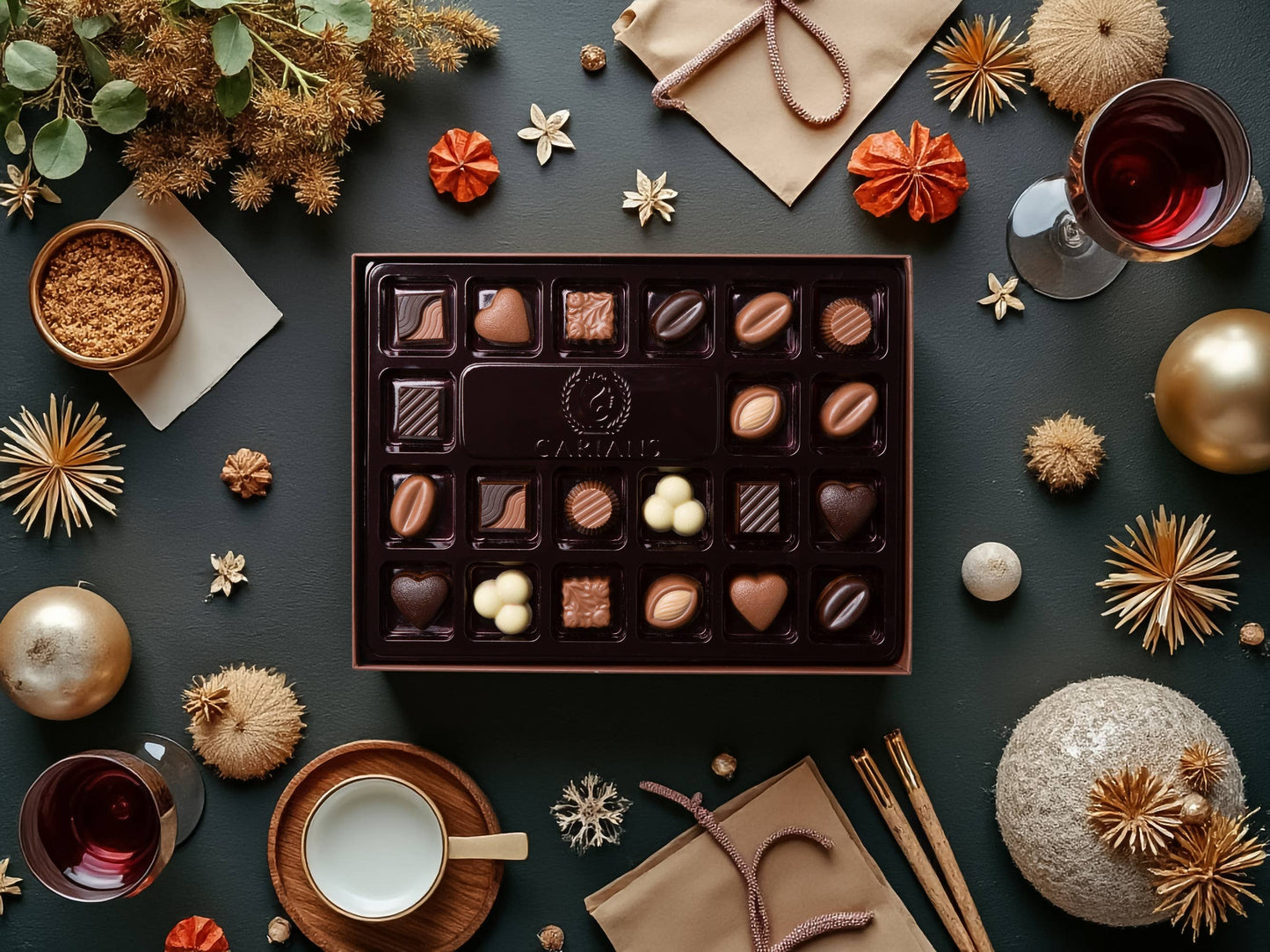 Valentine's  Chocolate Gift Box Premium Quality, Gold Ribbon