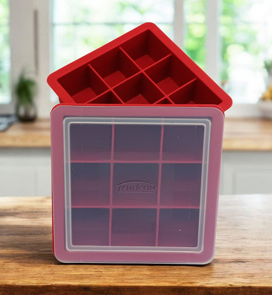 Ice Cube Trays with Lid - Set of 2 with 9 slots