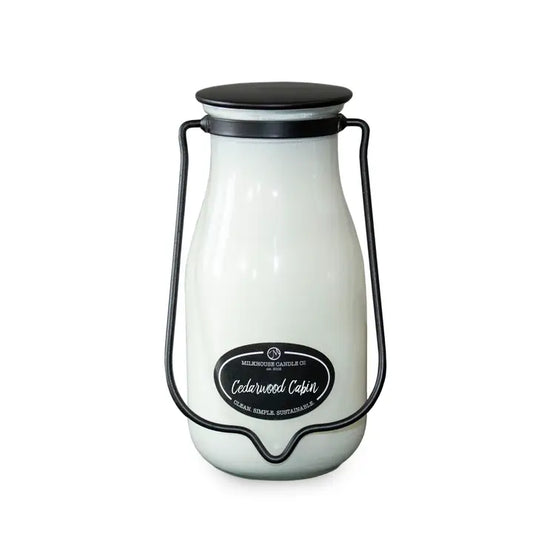14 oz Milkbottle Candle: Cedarwood Cabin