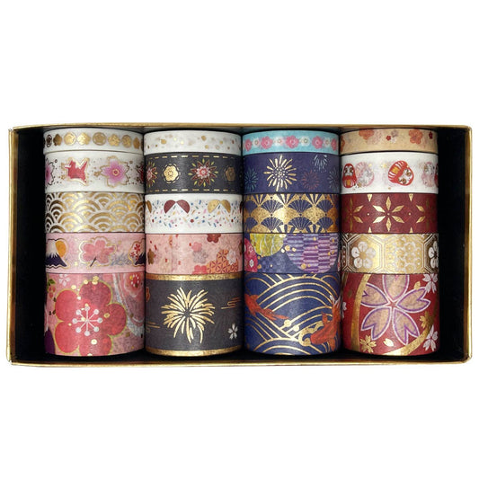Wrapables Gold Foil Washi Tape in Gift Box Set for DIY Arts: Floral Fireworks