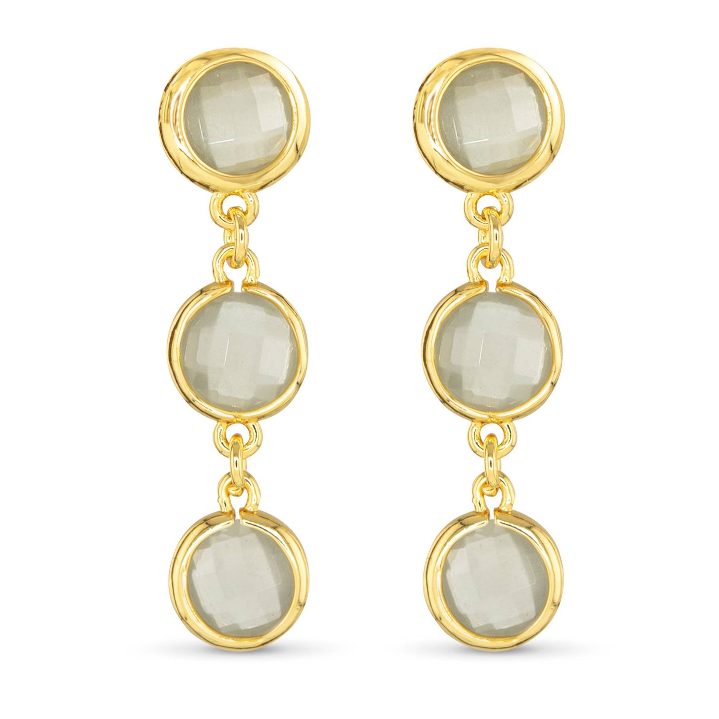 Faceted CZ Earrings | Ice Blu Collection: Milky White / Sterling Silver Dipped