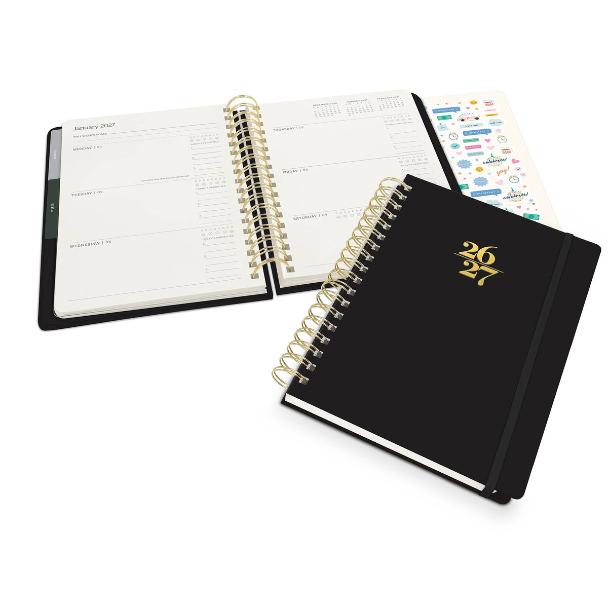 2027 Black Tri-Tab Planner