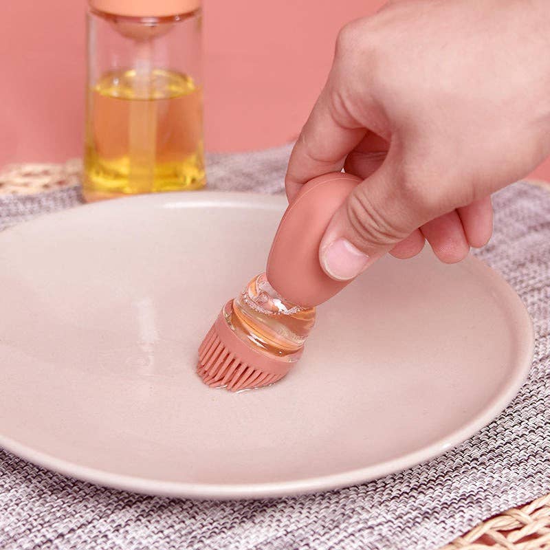 Perfectly drip Oil bottle with silicone brush Pastry steak L: 1 Pack(Mix & Match Colors)
