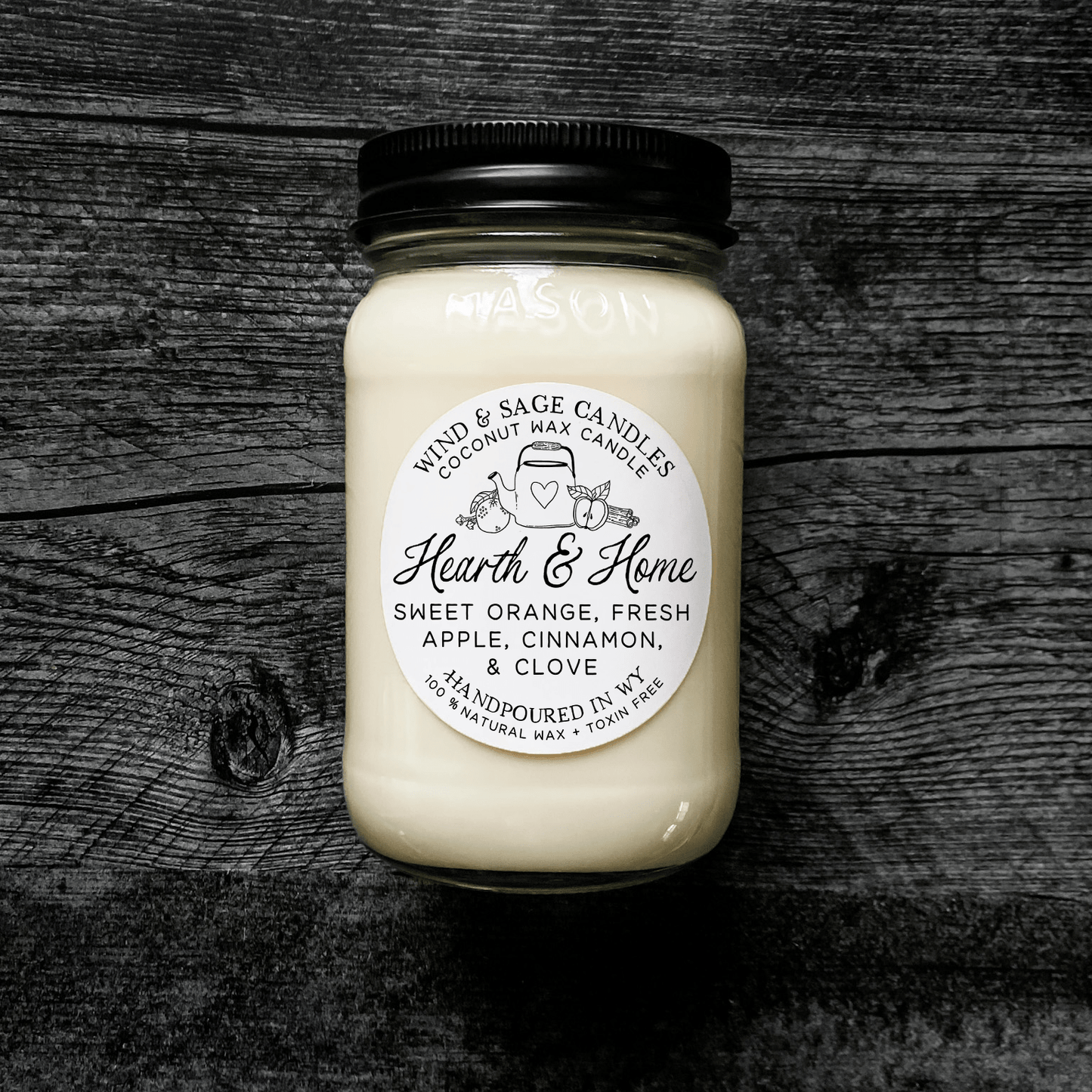 Hearth & Home Mason Jar Candle, 100% Natural Wax: Large