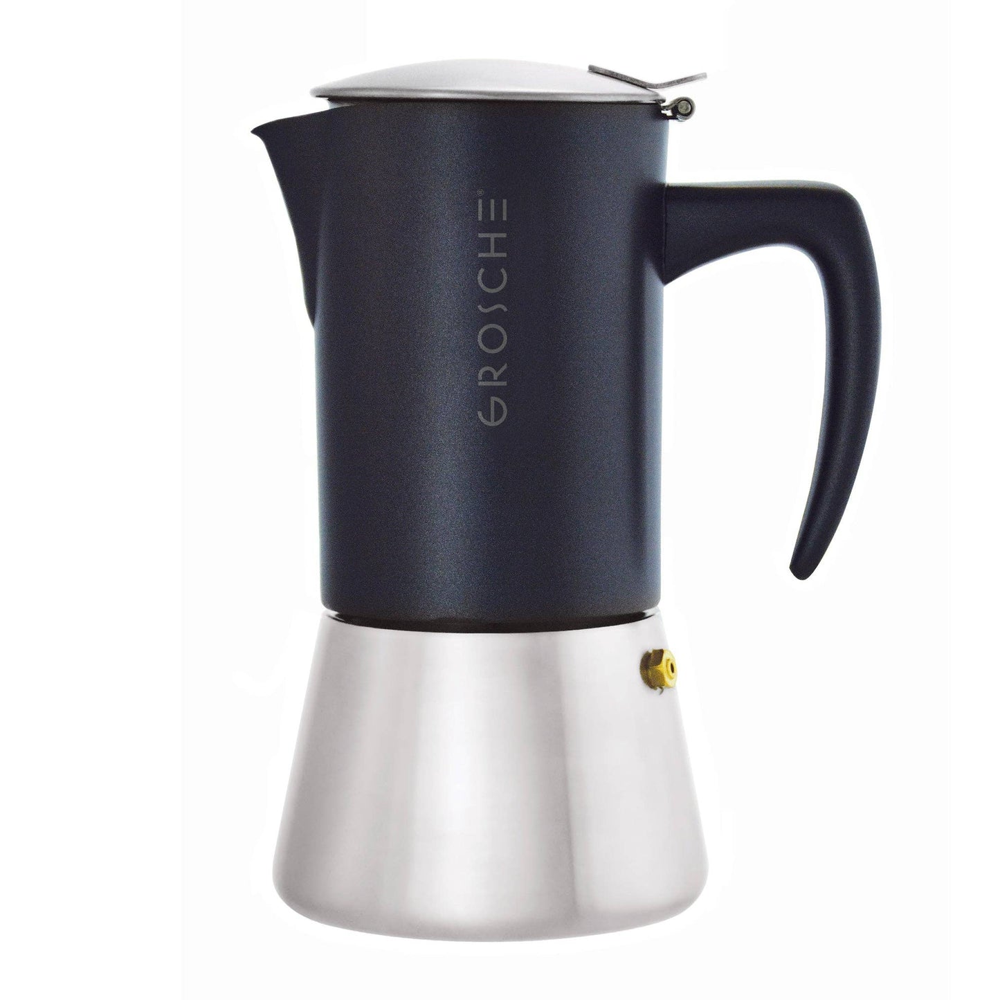 GROSCHE MILANO Steel Stovetop Espresso Maker - Black: 6 cup/9.3 oz
