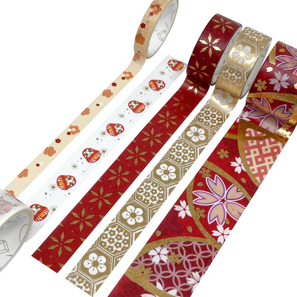 Wrapables Gold Foil Washi Tape in Gift Box Set for DIY Arts: Festive Cranes