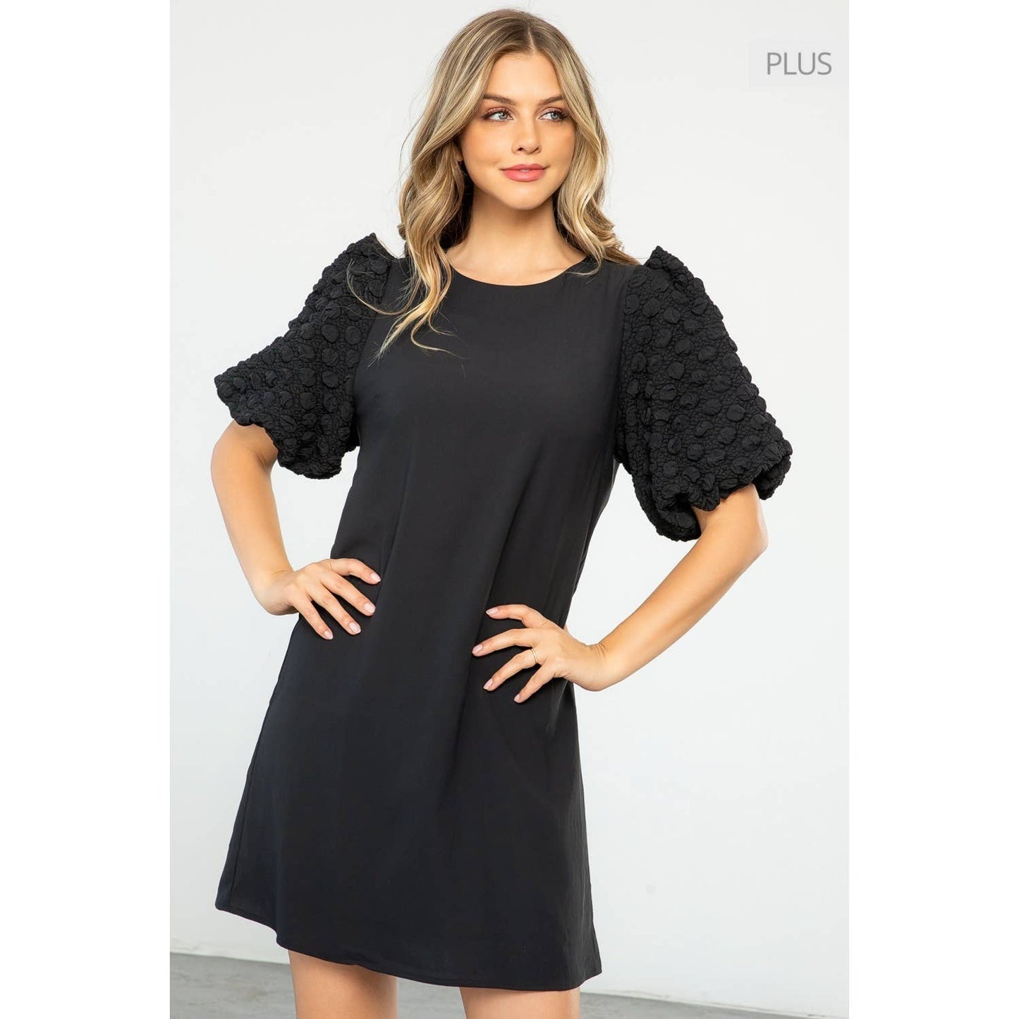 /Size XL/ Puff Sleeve Dress: BLACK / XL