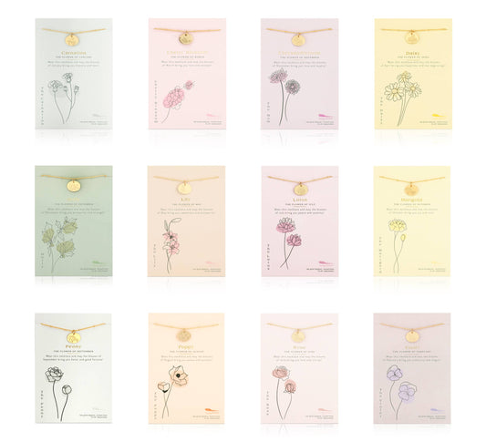 Birth Month Flower Necklace ASSORTMENT - 48 pc