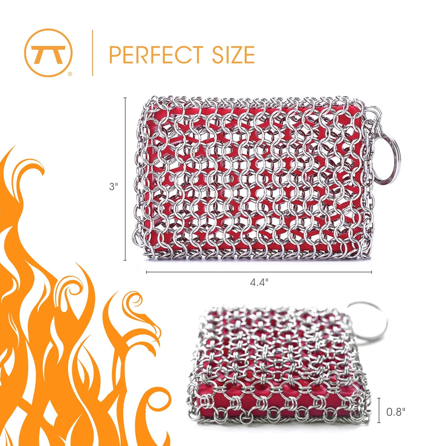 Outset Chain Mail Cast Iron Scrubber Pad, 4.5" x 3.5"