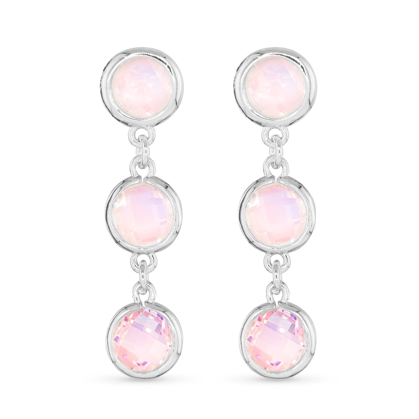 Faceted CZ Earrings | Ice Blu Collection: Milky White / Sterling Silver Dipped