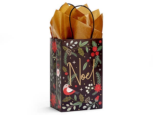 Holiday Botanicals Paper Christmas Gift Bags: 25 Pack / Rose 5.25x3.50x8.25"