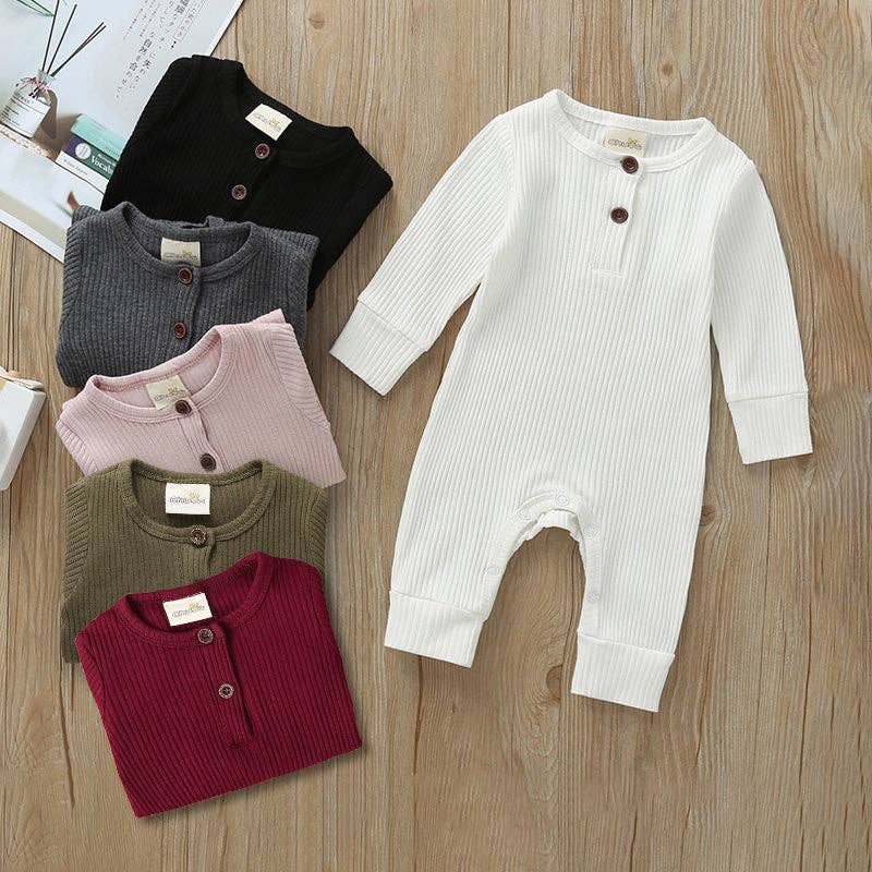Baby Boy / Girl Cotton Knitted Style  Cardigan Jumpsuit: Gray / 9-12 Months