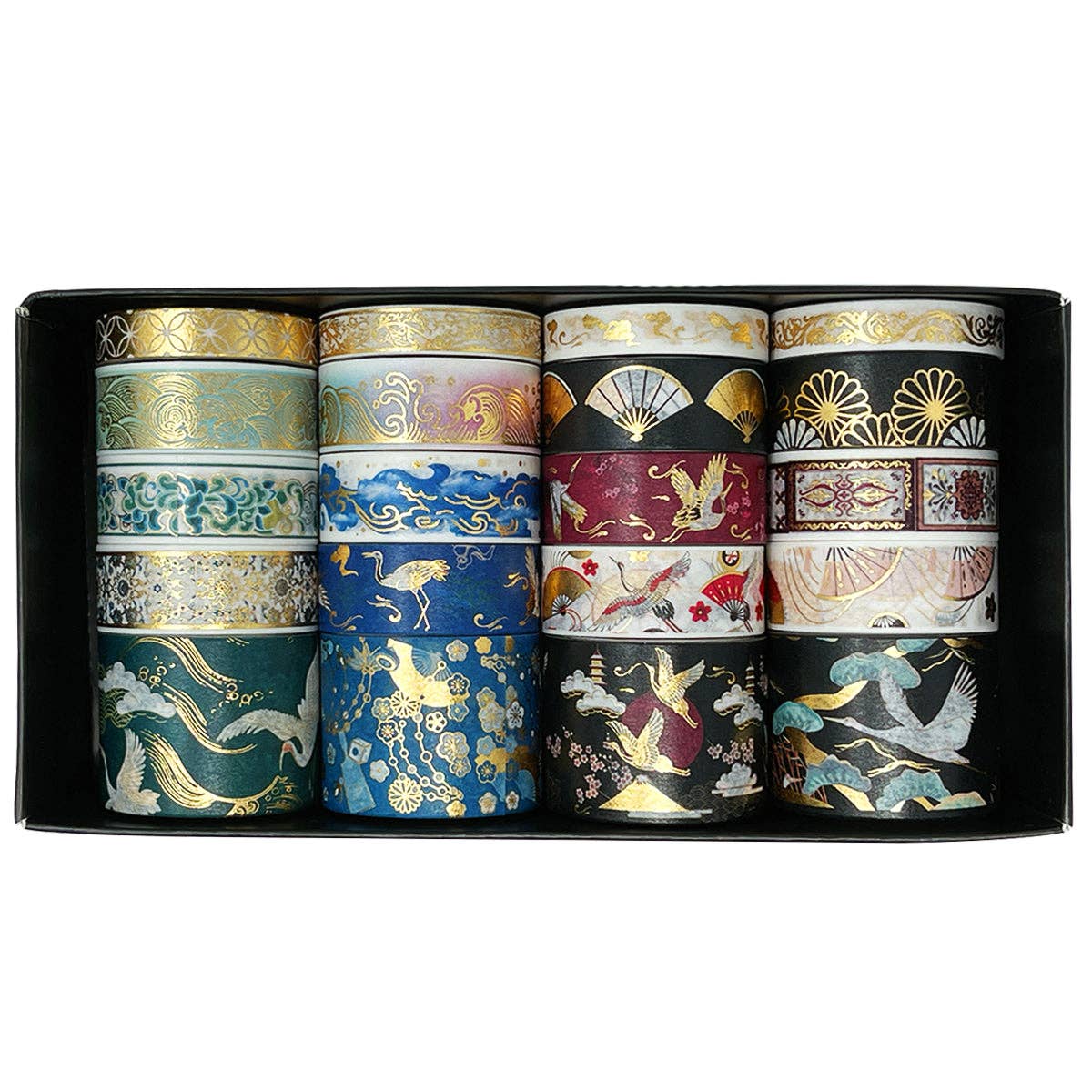 Wrapables Gold Foil Washi Tape in Gift Box Set for DIY Arts: Dancing Cranes