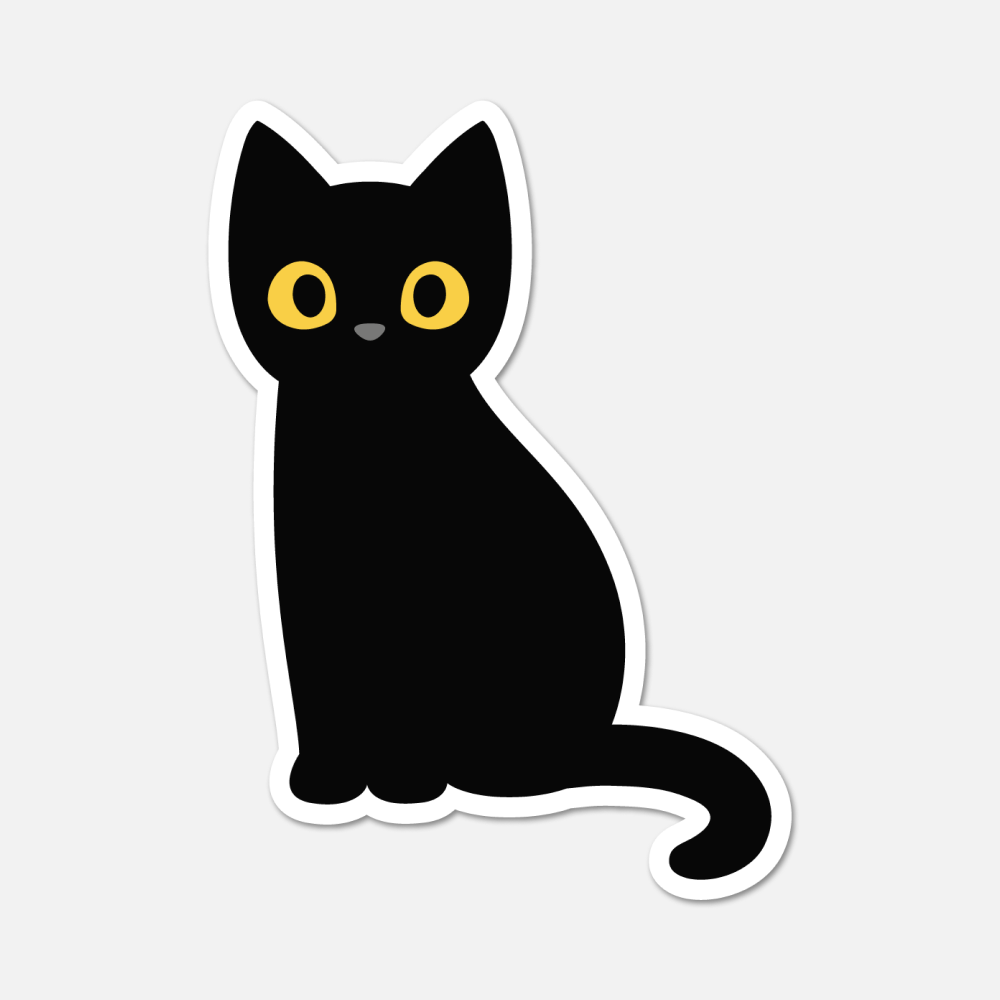 Sitting Black Cat Sticker - Cat Sticker