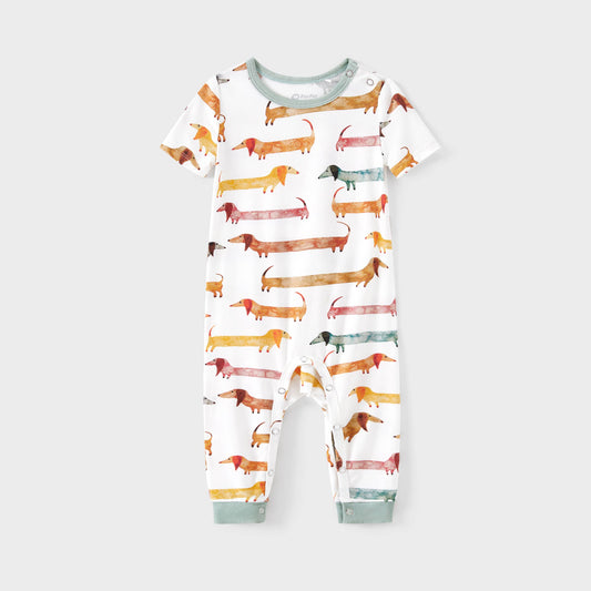 Family Matching Animal-patterned Short-sleeve Pajamas Set: Multi-color / Baby:12-18 M