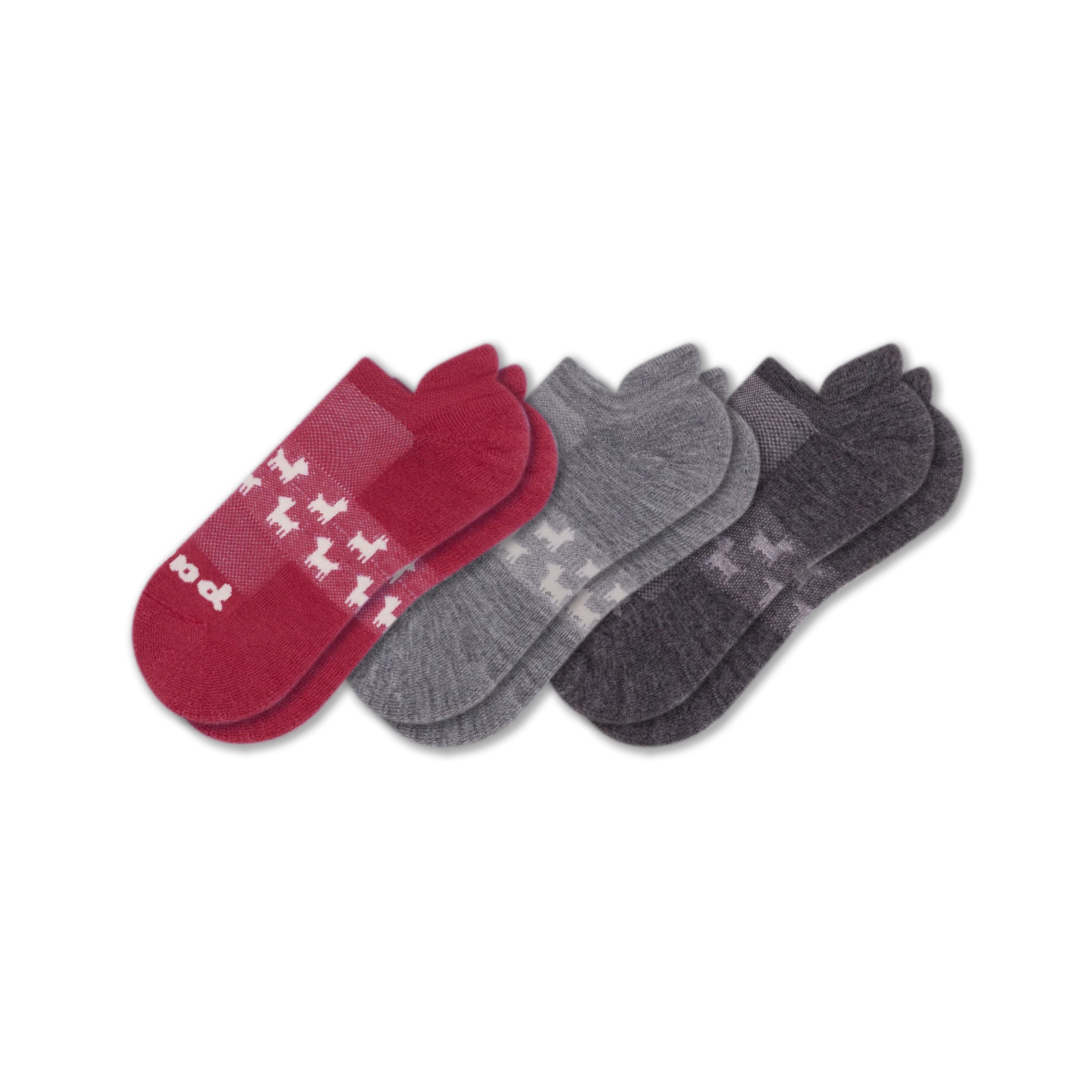 3 Pack - Women's Low Cut Pacas Socks: Cardinal Alpaca & Gray & SOLID/Charcoal / Medium / Large (US: 8.5 - 11.5+)