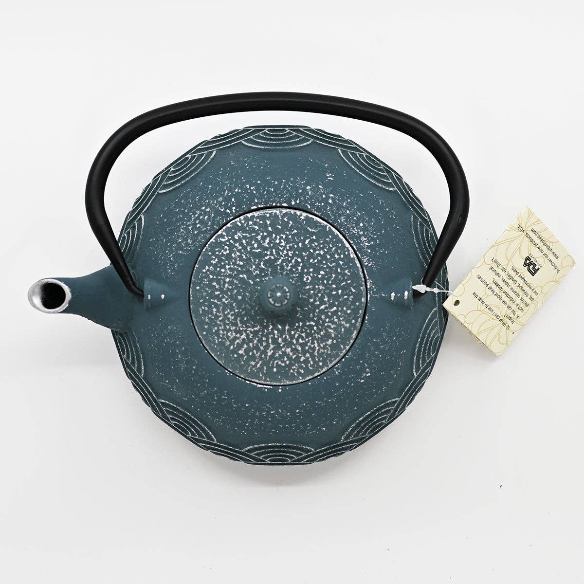 Blue Seigaiha Design 40oz Cast Iron Tea Pot (1/8)