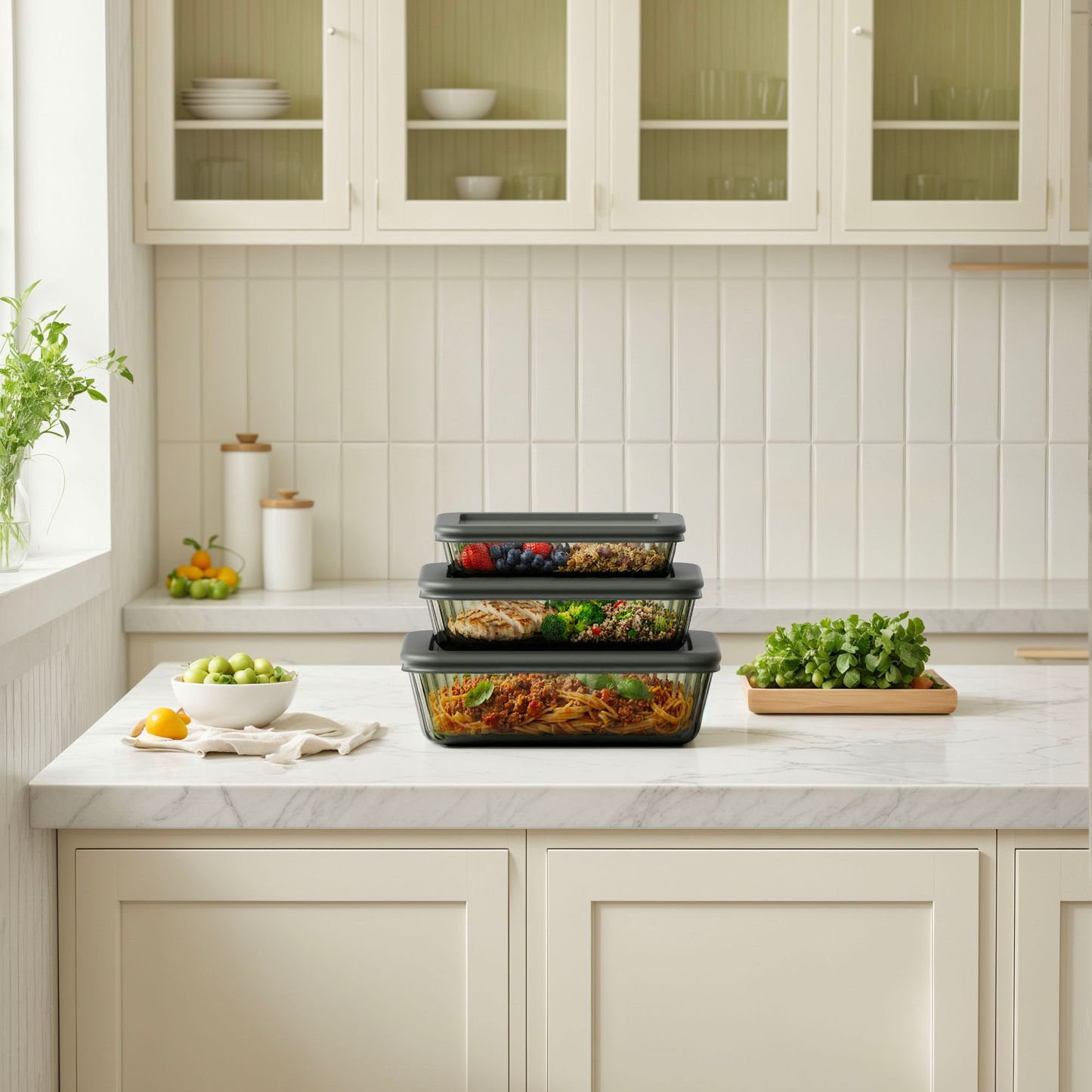 Tinted Rectangular Container Set: Purple
