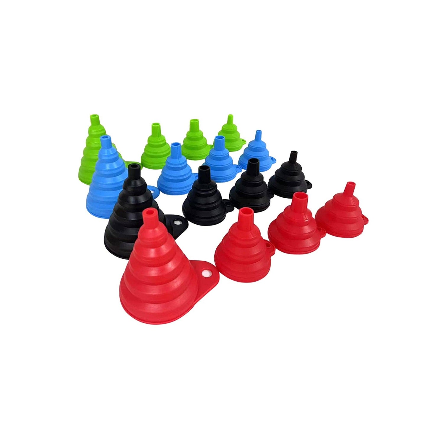 ASSORTED Silicone Collapsible Kitchen Funnel - X-Small to Large Sizes for Easy Liquid Transfer Food Grade Silicone Collapsible Gadgets