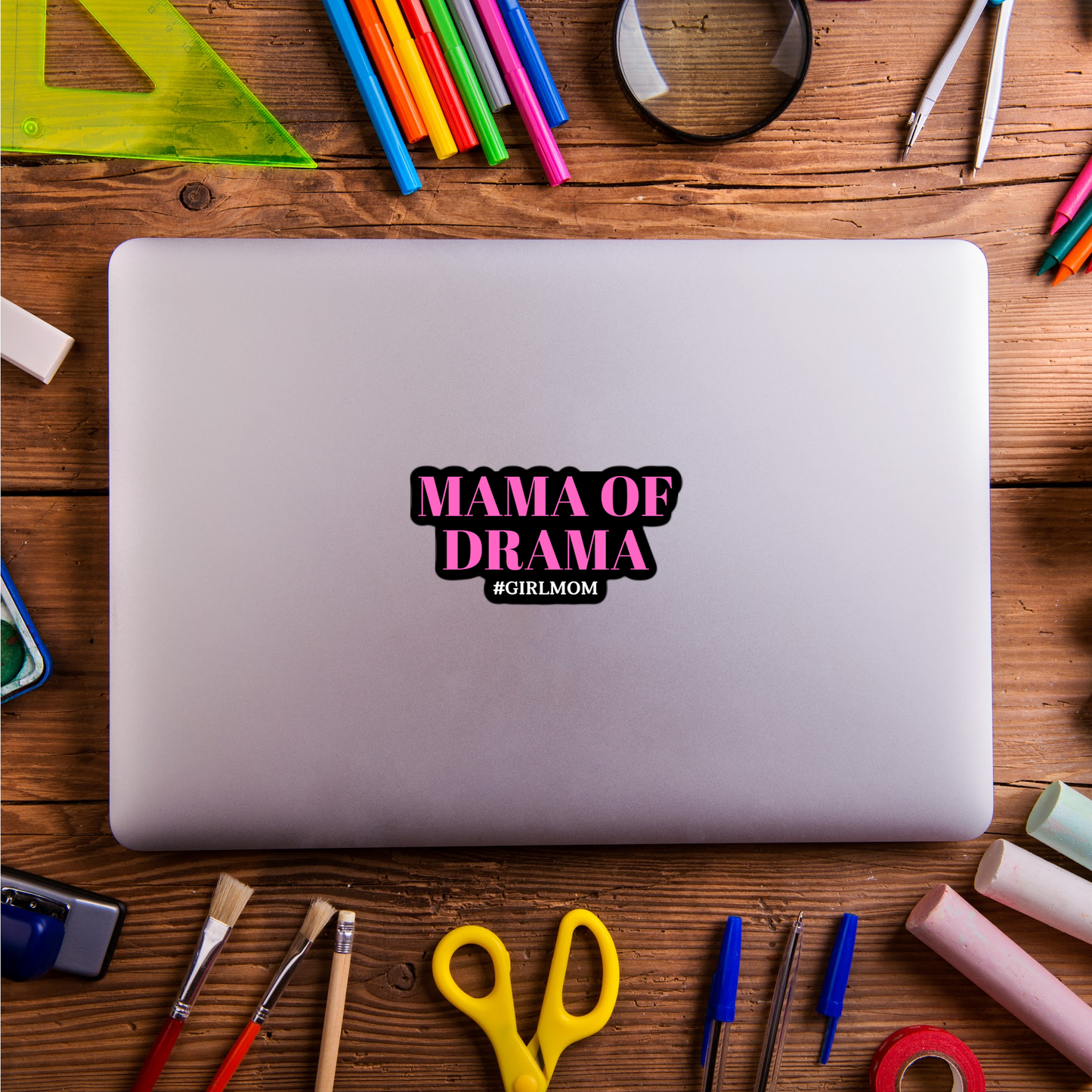 3.5"  Mama of Drama Pink Girl mom laminated sticker Mother