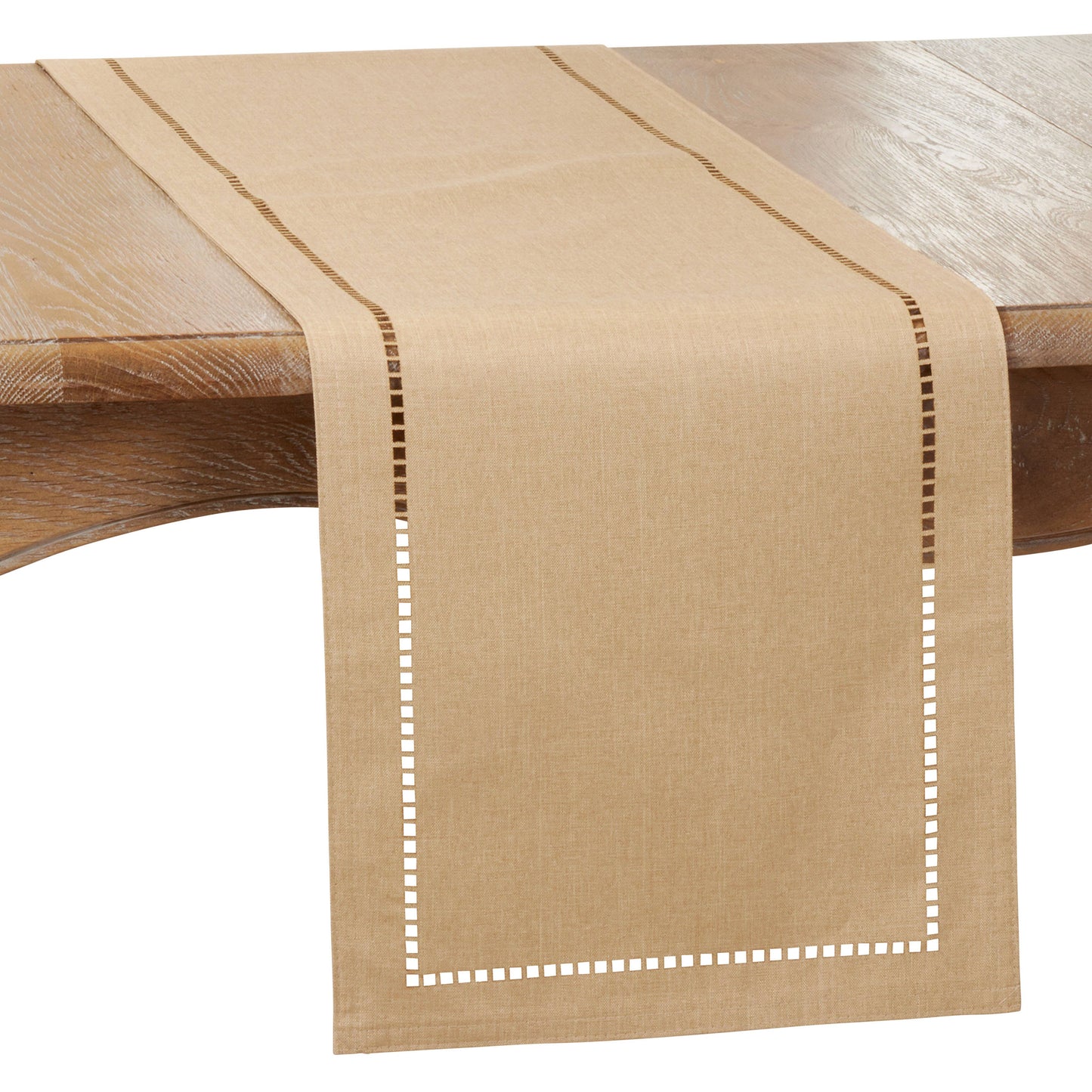 Laser-Cut Hemstitch Runner: Green / 14"x72"