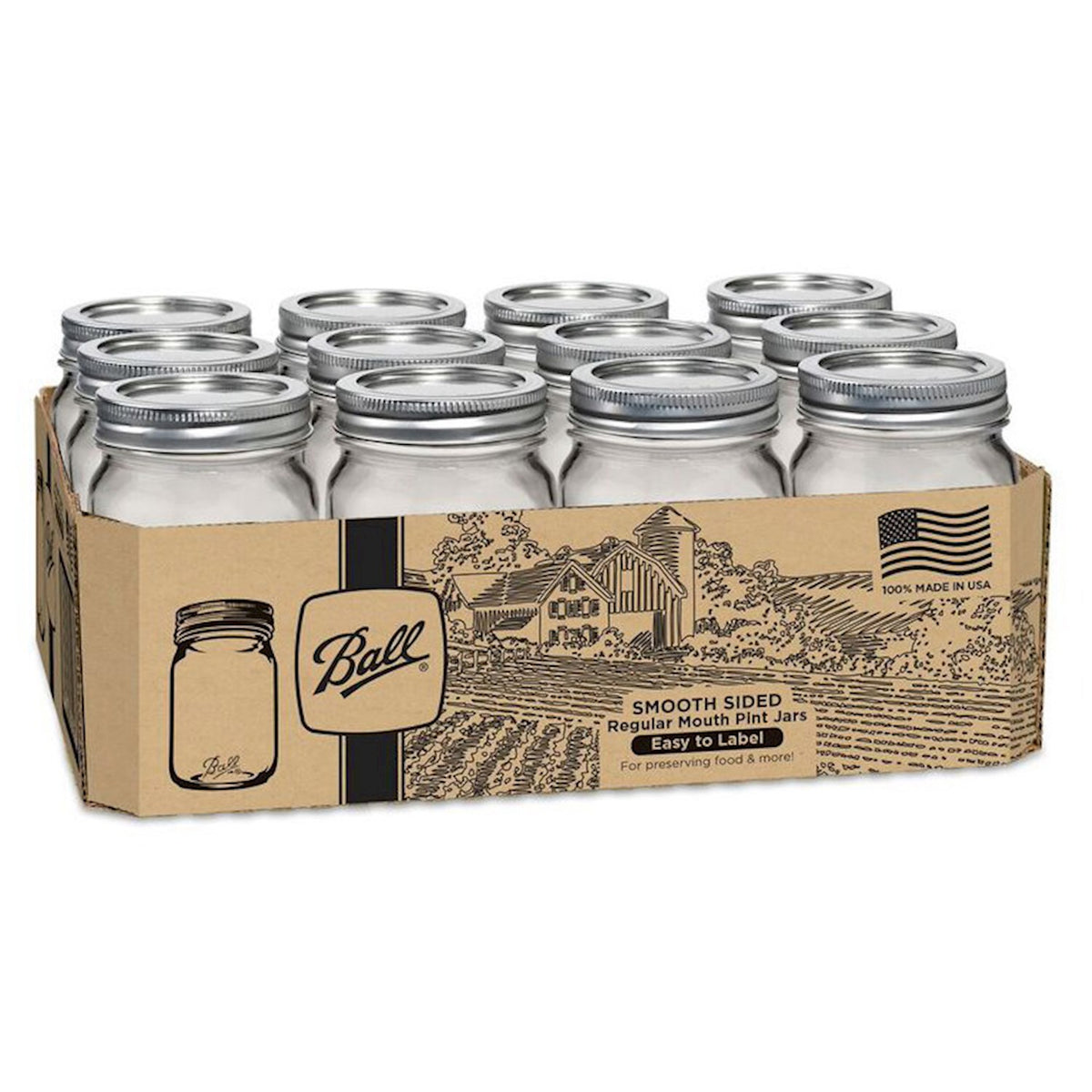 CANNING JAR SMOOTH RM PINT 12/PK