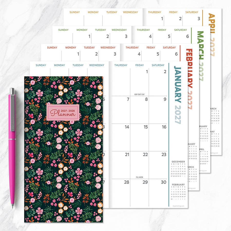 2027-2028 Itty Bitty Blossoms Small Monthly Pocket Planner