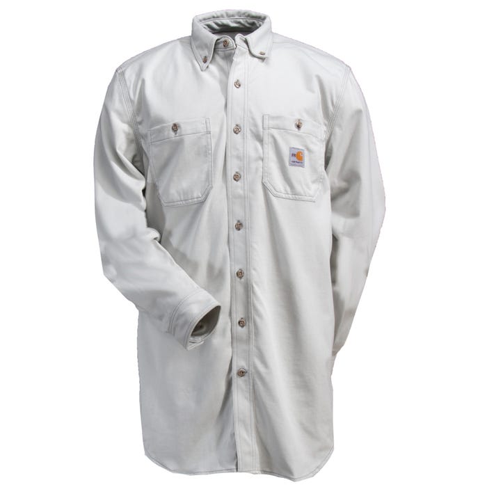 Carhartt FR Shirt: 101698-051 Men's Light Grey FR Force Cotton Hybrid Shirt