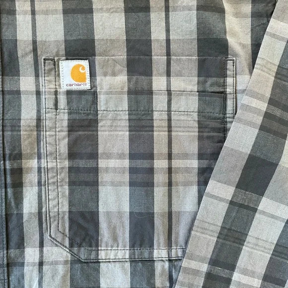 104444 029 Carhartt Relaxed Fit Cotton Long Sleeve Plaid Shirt