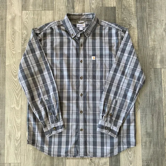 104444 029 Carhartt Relaxed Fit Cotton Long Sleeve Plaid Shirt