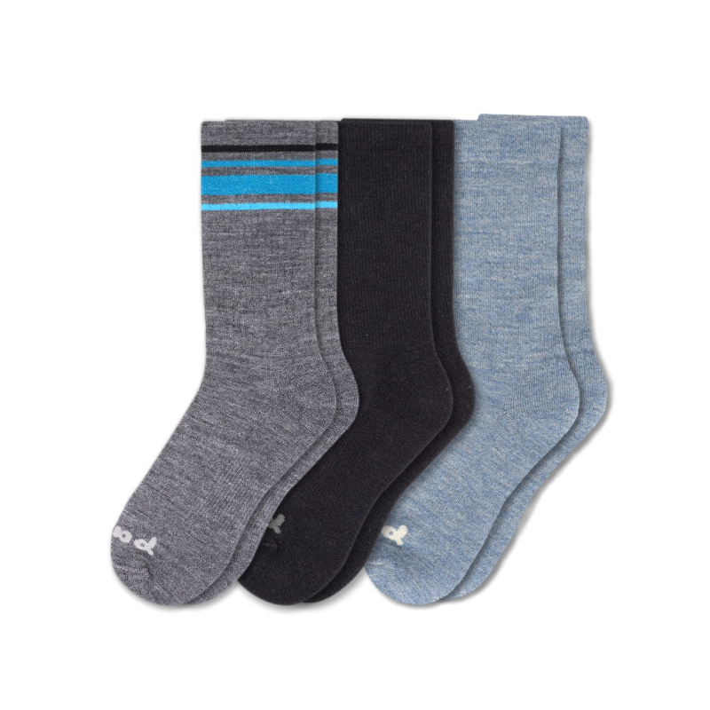Pacas Men's Heavy Crew Socks - Top Stripe Charcoal - Medium/Large (US 7-10)